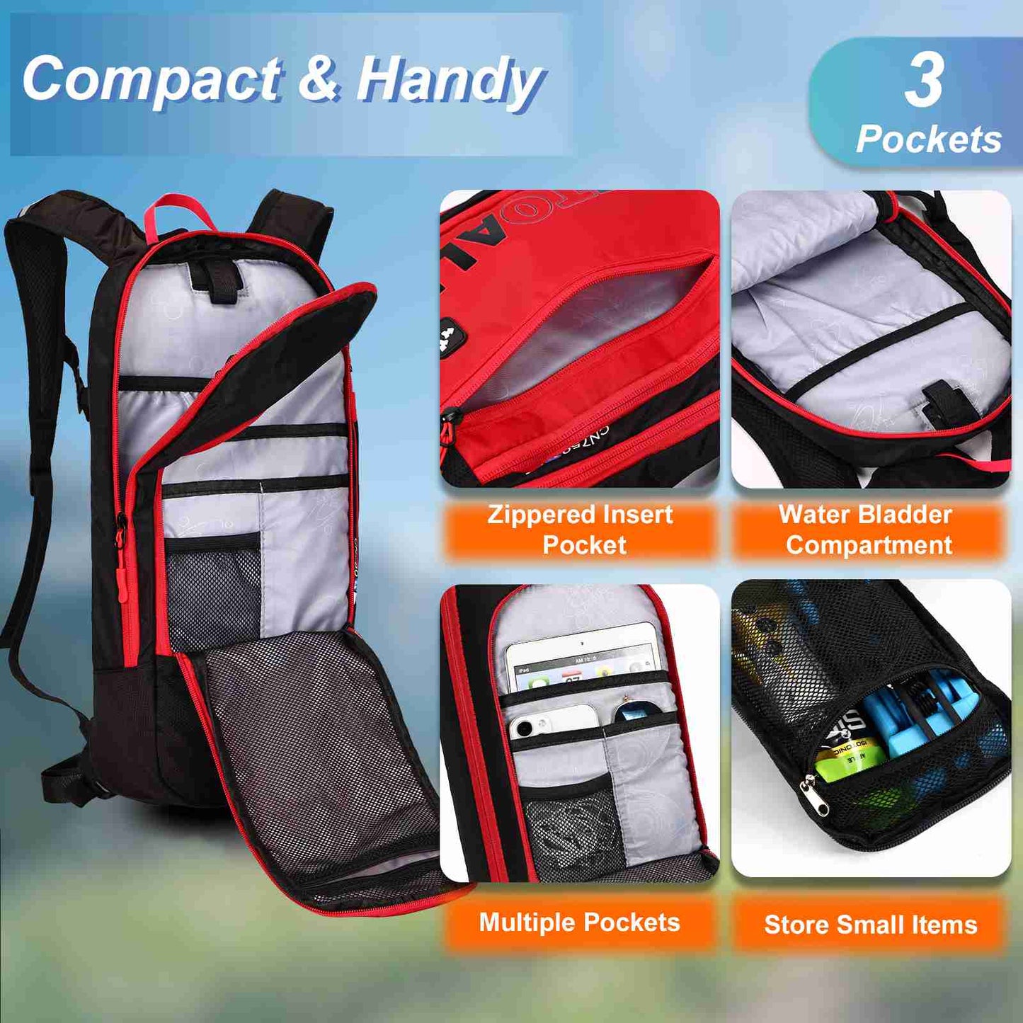 LOCAL LION Cycling Backpack for Men with Rain Cover, Breathable & Lightweight Mountain Bike Bag
